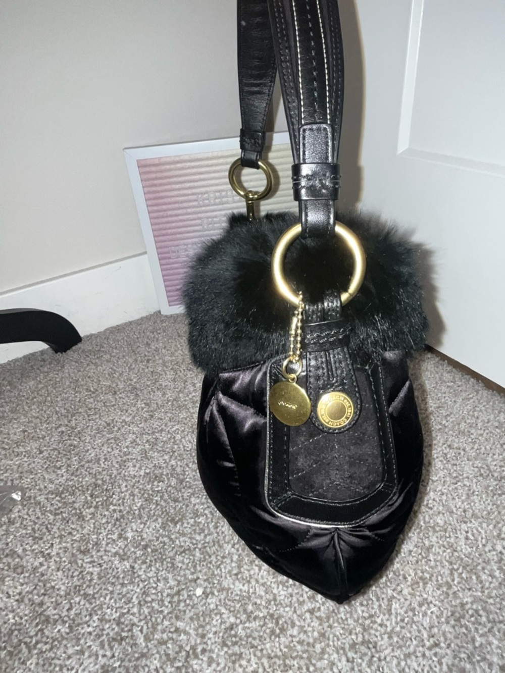 Coach SoHo Rabbit Fur Ski Hobo Handbag - Picture 3 of 10